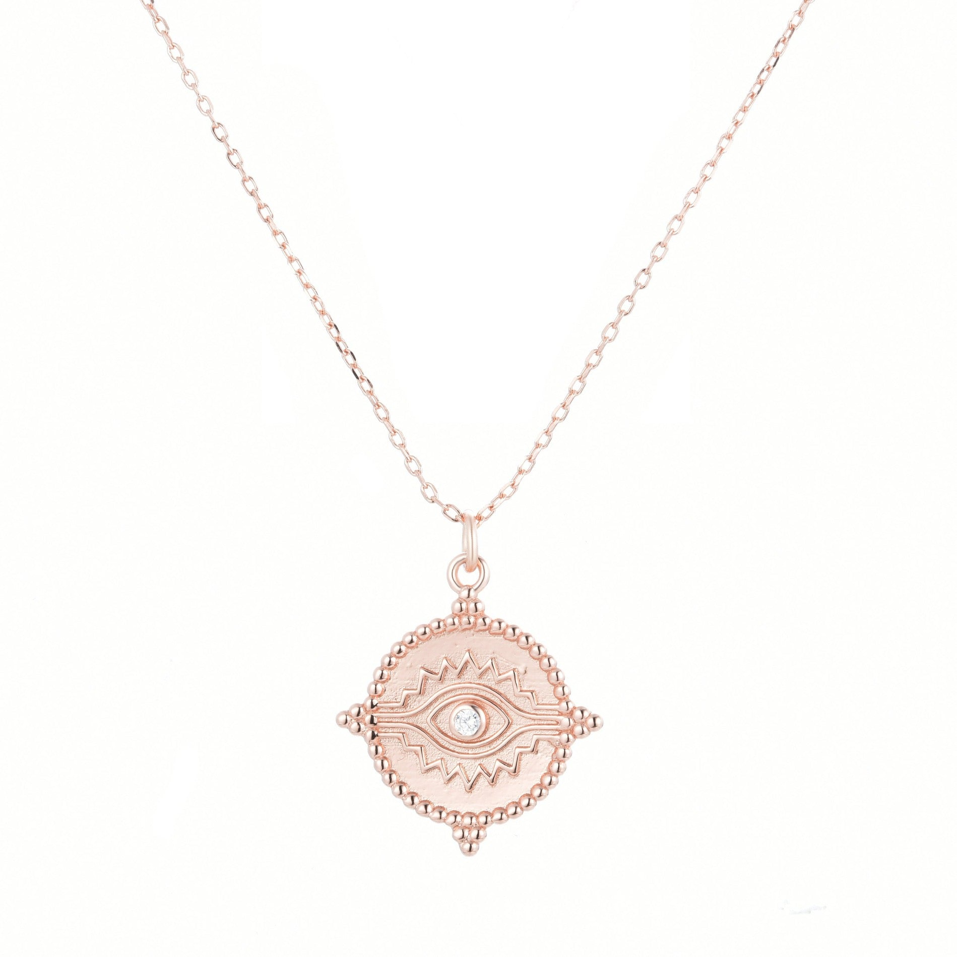 vintage evil eye rose gold necklace 