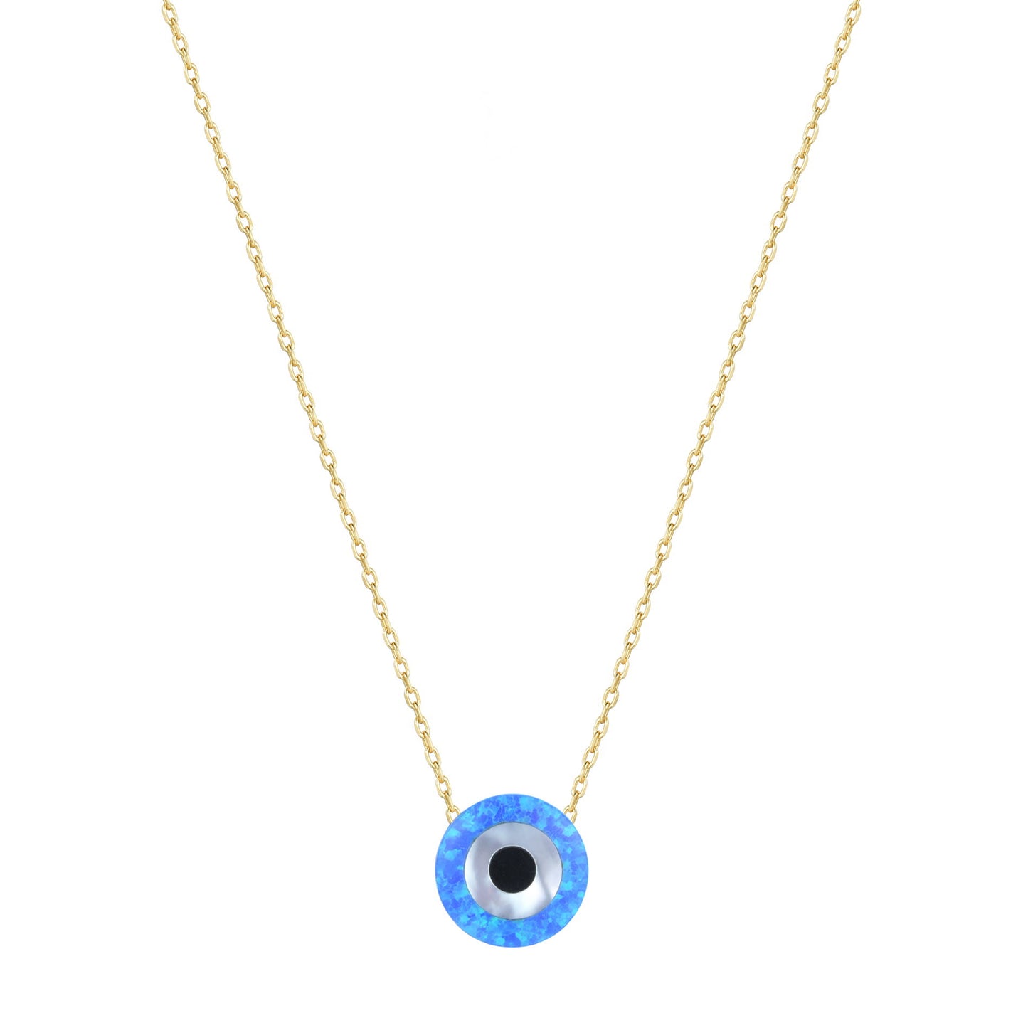 SHYLA OPAL EVIL EYE GOLD NECKLACE