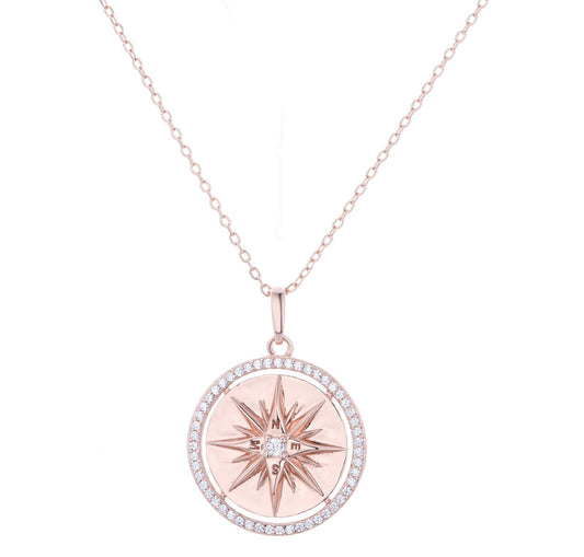 rose gold compass necklace 