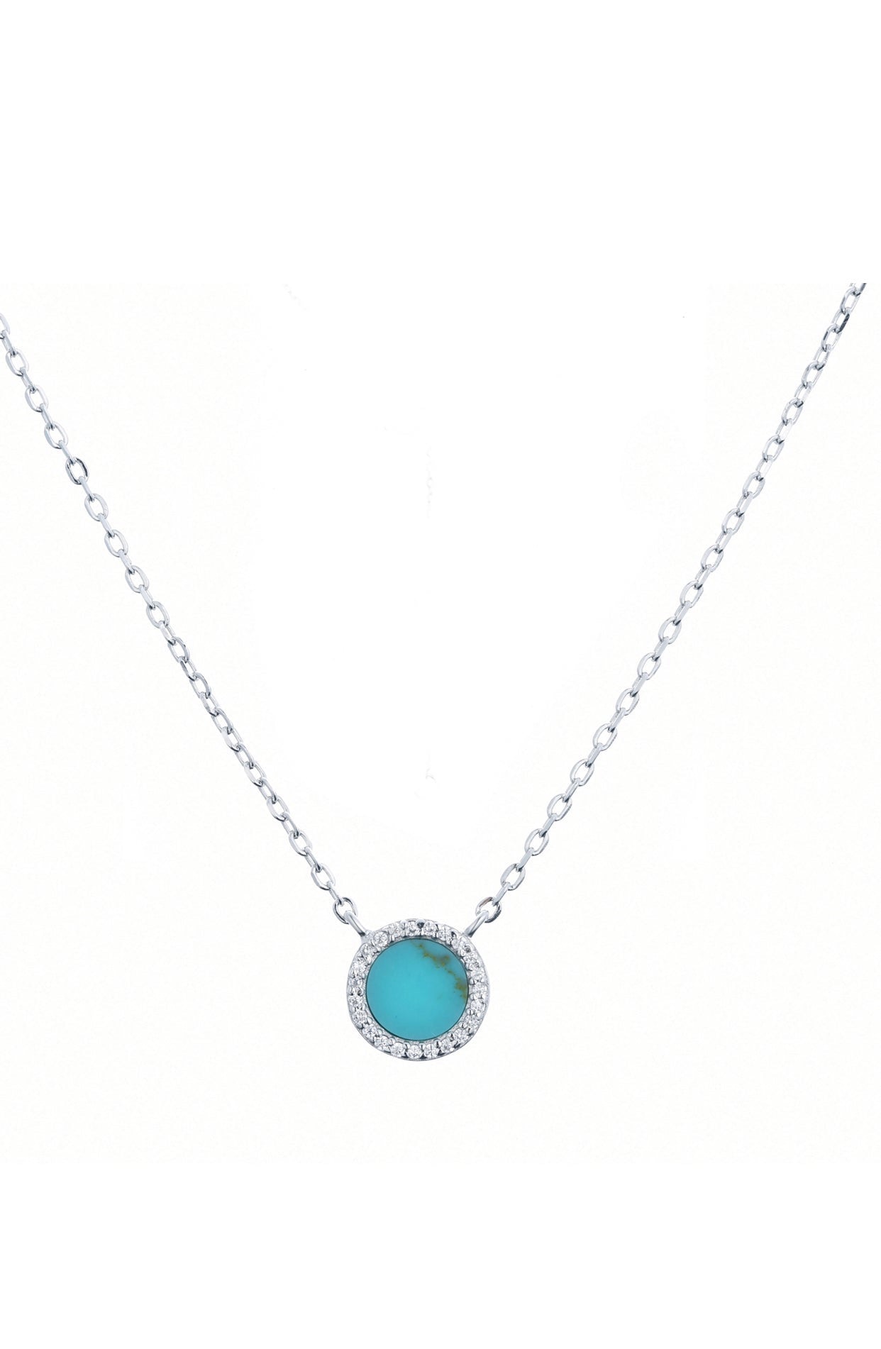 round turquoise silver necklace 