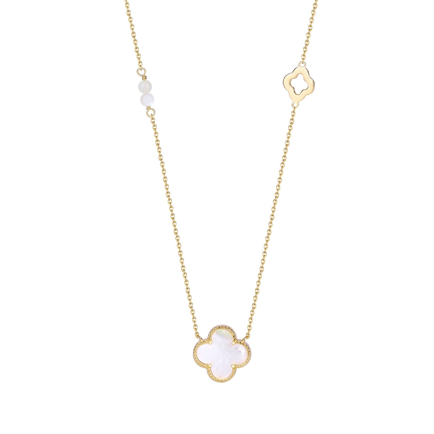 KARA MOTHER OF PEARL CLOVER GOLD NECKLACE