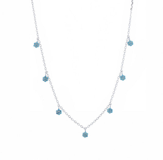 turquoise droplet silver necklace