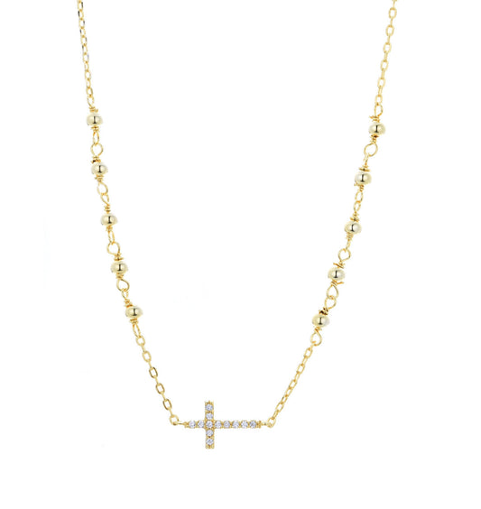 crystal rosary gold necklace 