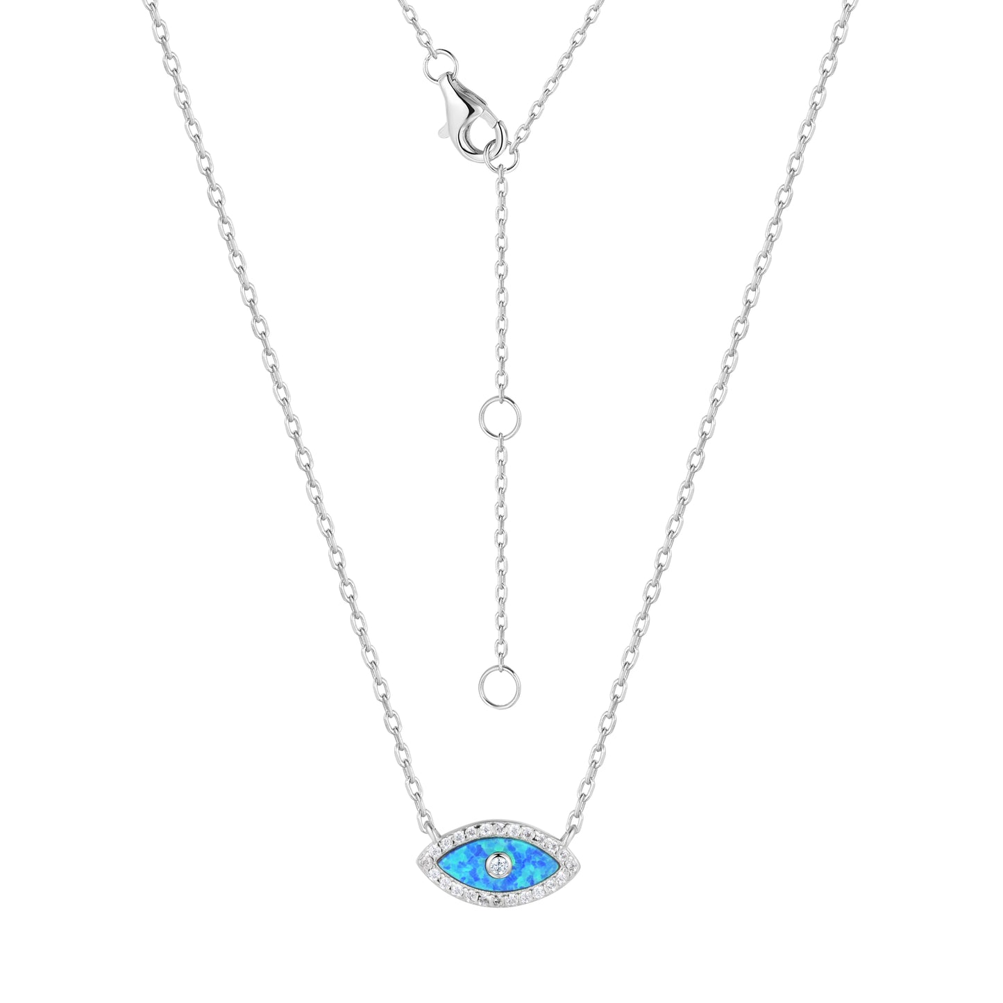 ALANI EVIL EYE BLUE OPAL SILVER NECKLACE