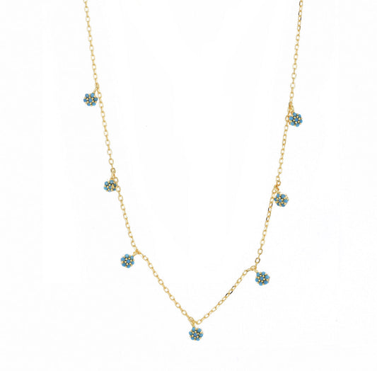 turquoise droplet gold necklace