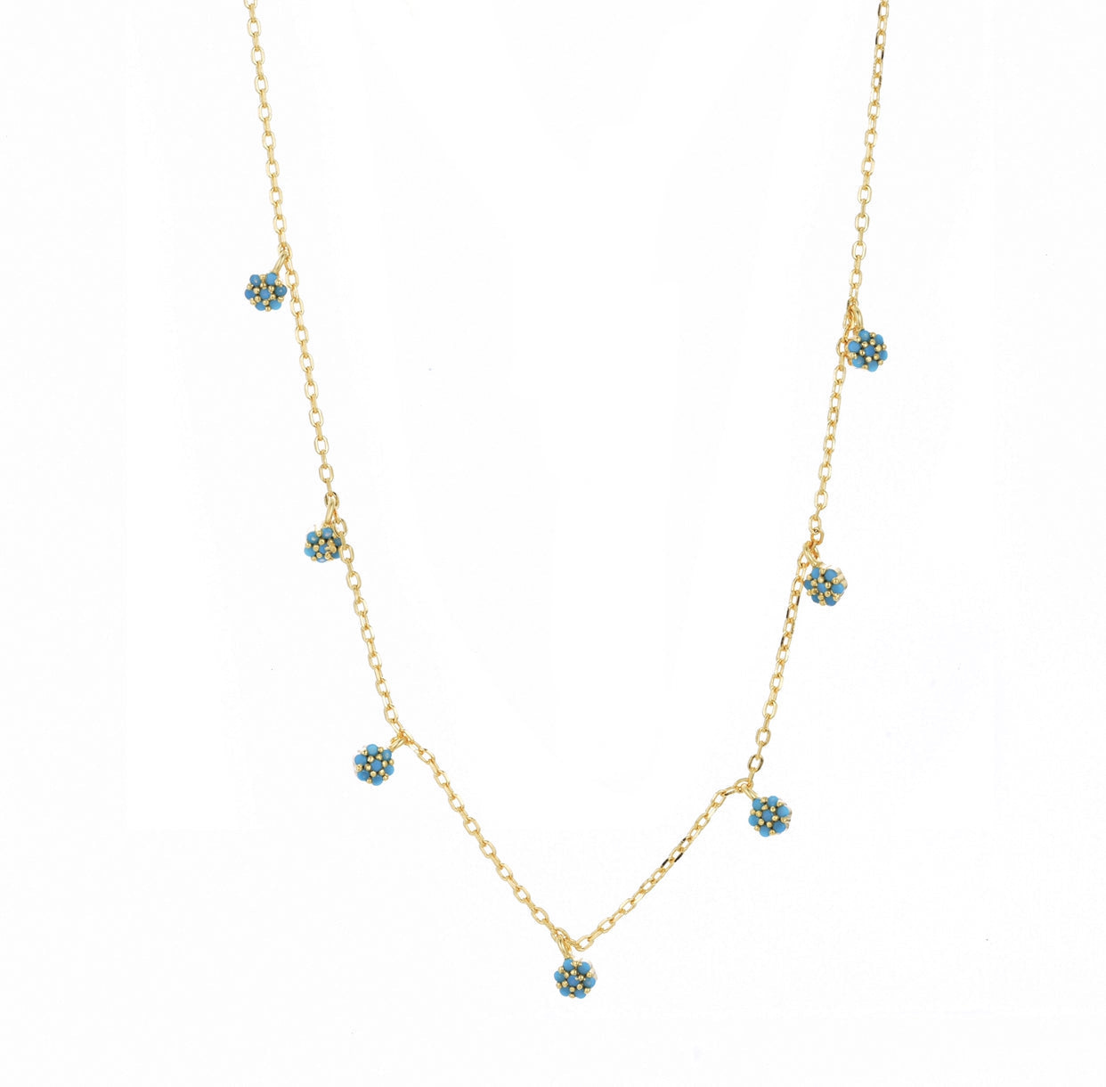 turquoise droplet gold necklace