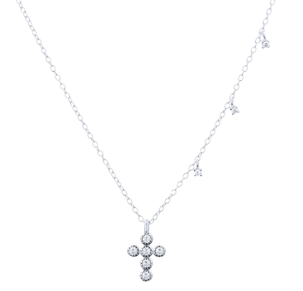 crystal mini cross silver necklace 