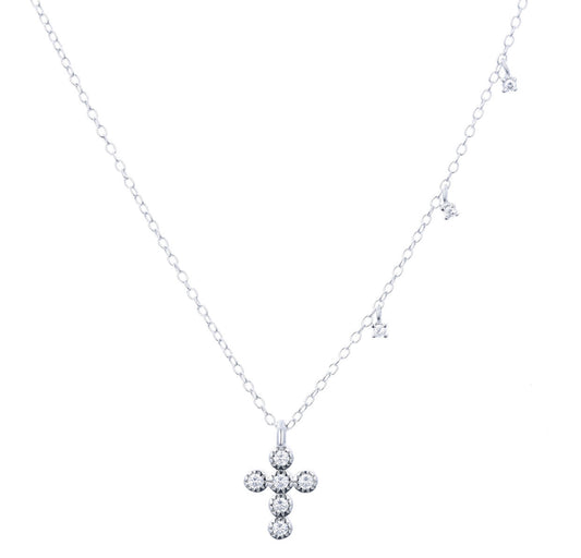 crystal mini cross silver necklace 