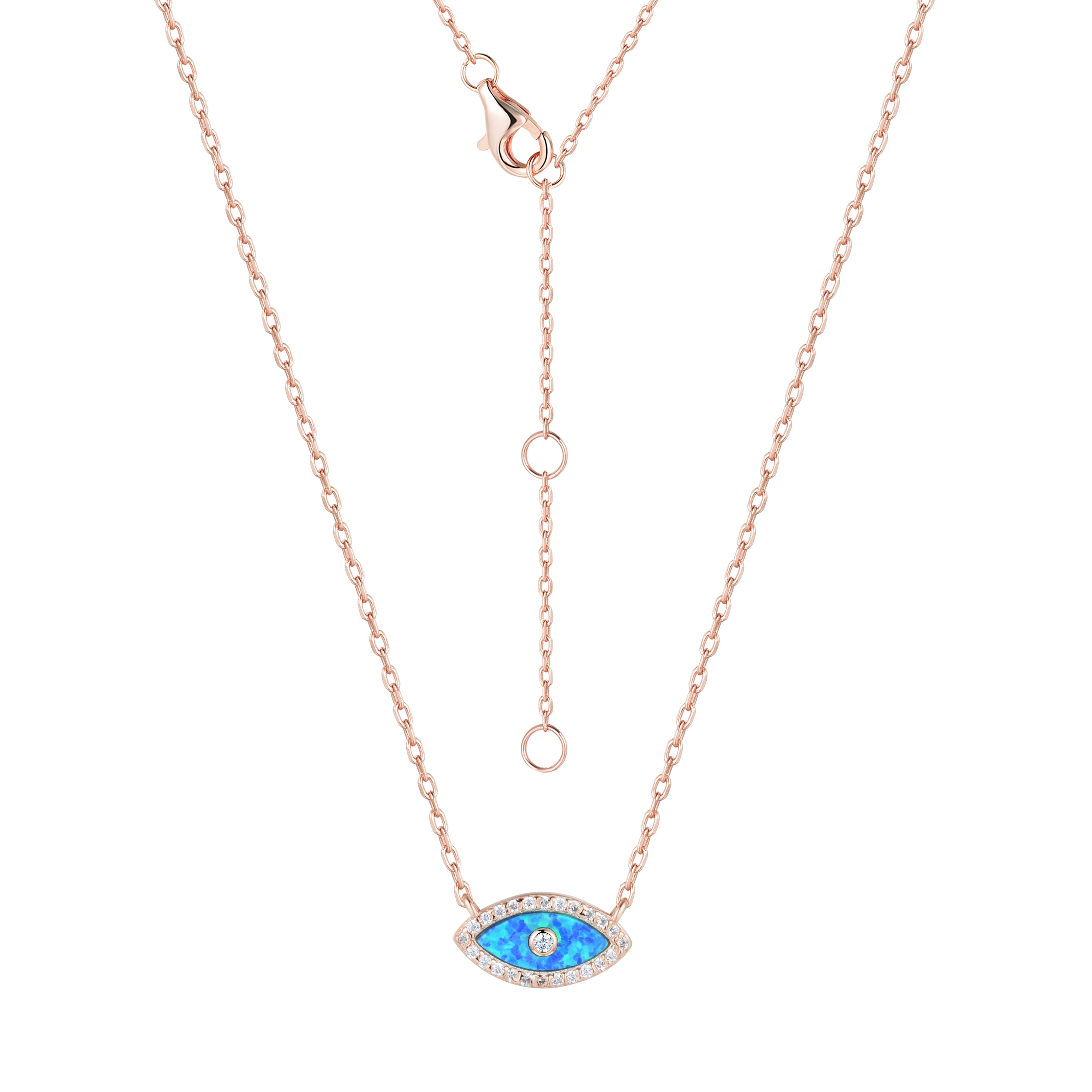 ALANI EVIL EYE BLUE OPAL ROSE GOLD NECKLACE