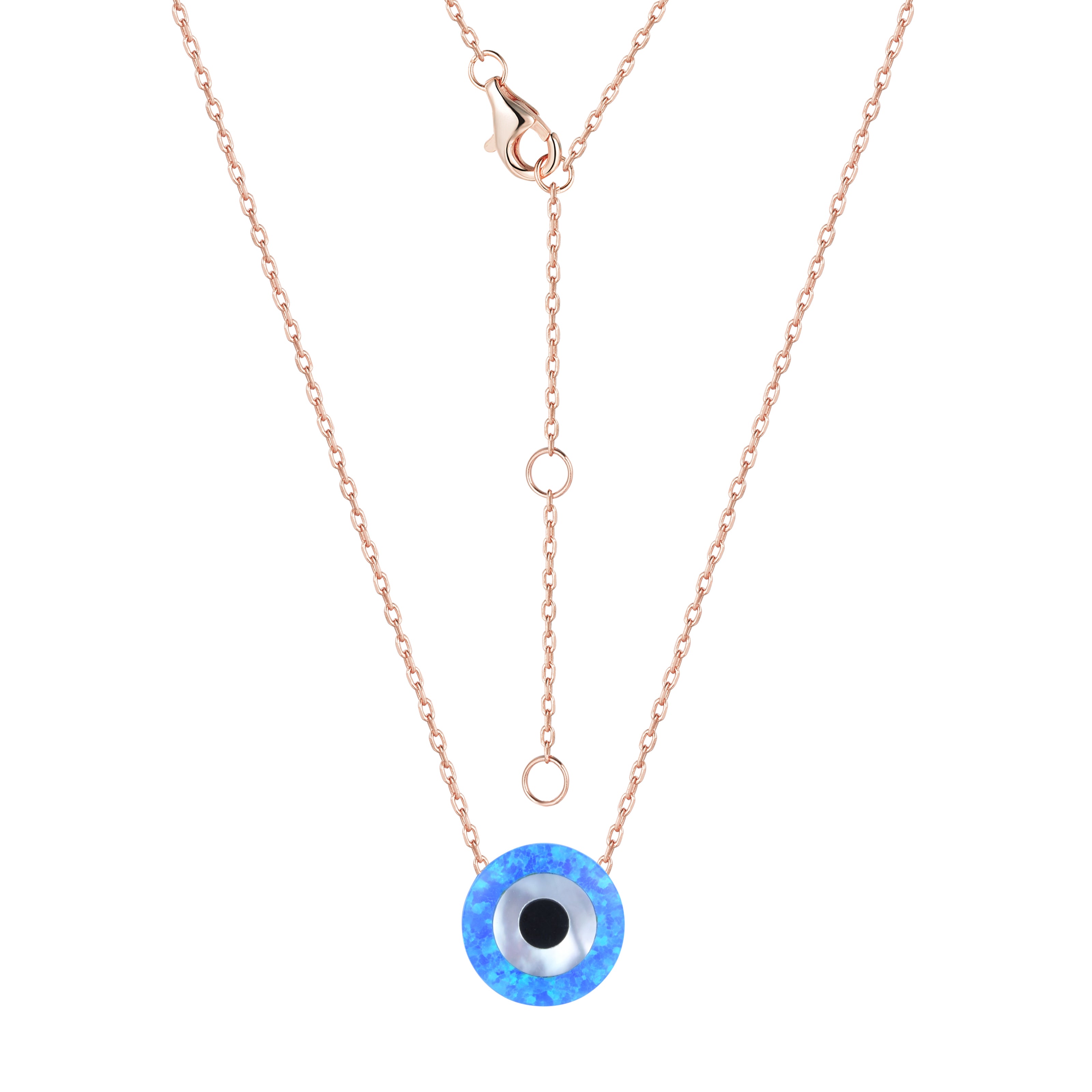 SHYLA OPAL EVIL EYE ROSE GOLD NECKLACE