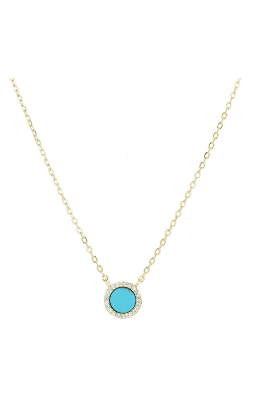 round turquoise gold necklace 