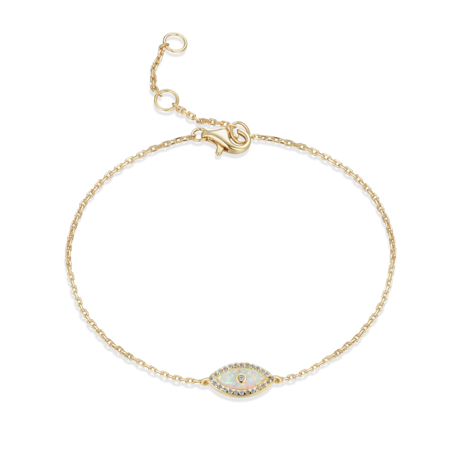 ALANI EVIL EYE WHITE OPAL GOLD BRACELET