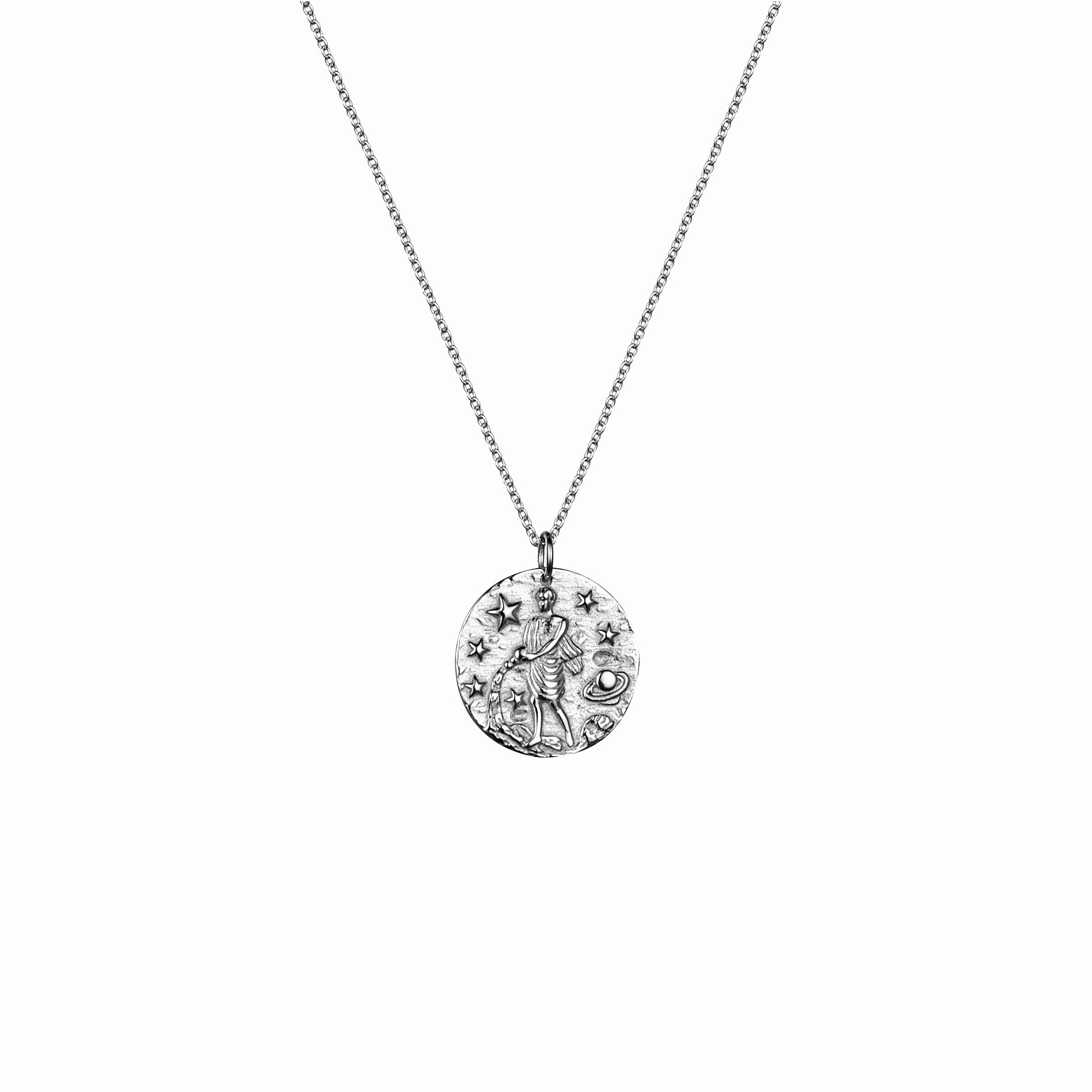Aquarius zodiac silver necklace 