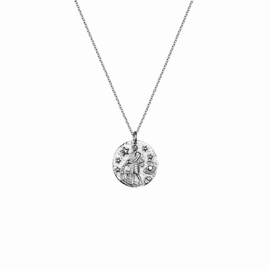 Aquarius zodiac silver necklace 