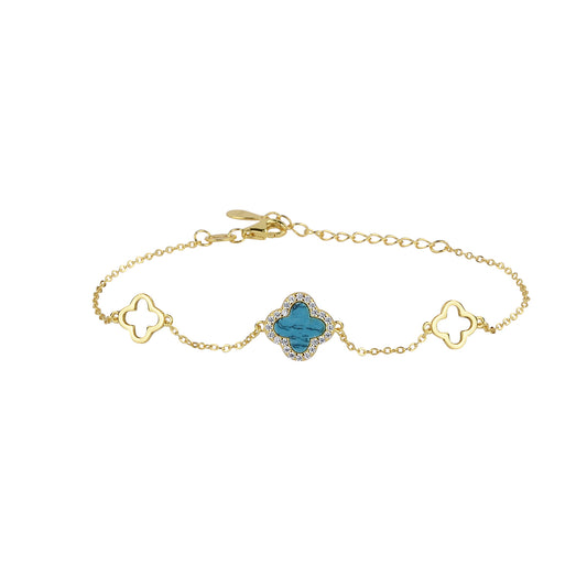 ARABELLA TURQUOISE CLOVER GOLD BRACELET