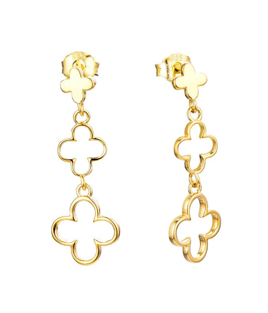 vienna hanging gold clover earrings 