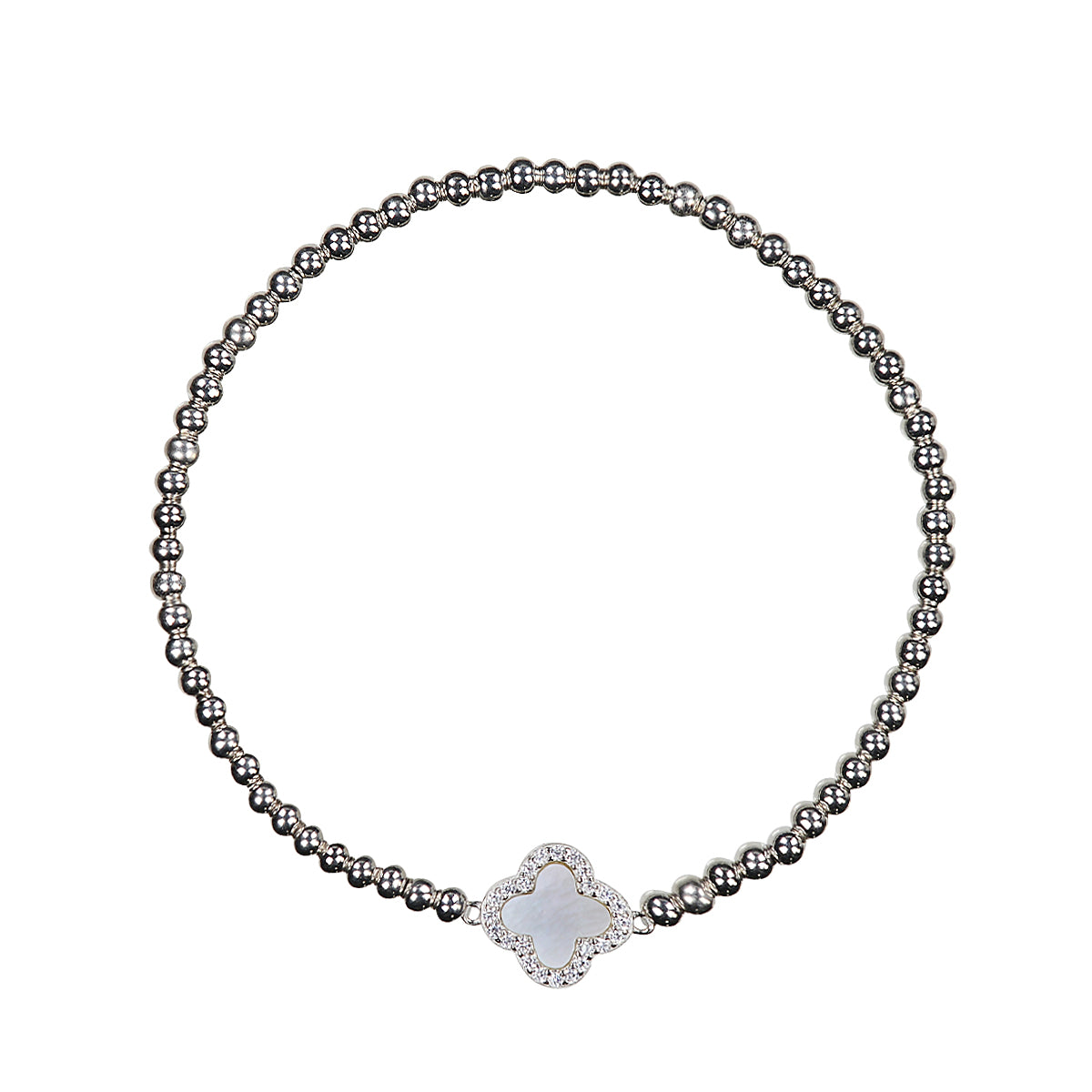 MALIA PEARL CLOVER BEADED SILVER BRACELET