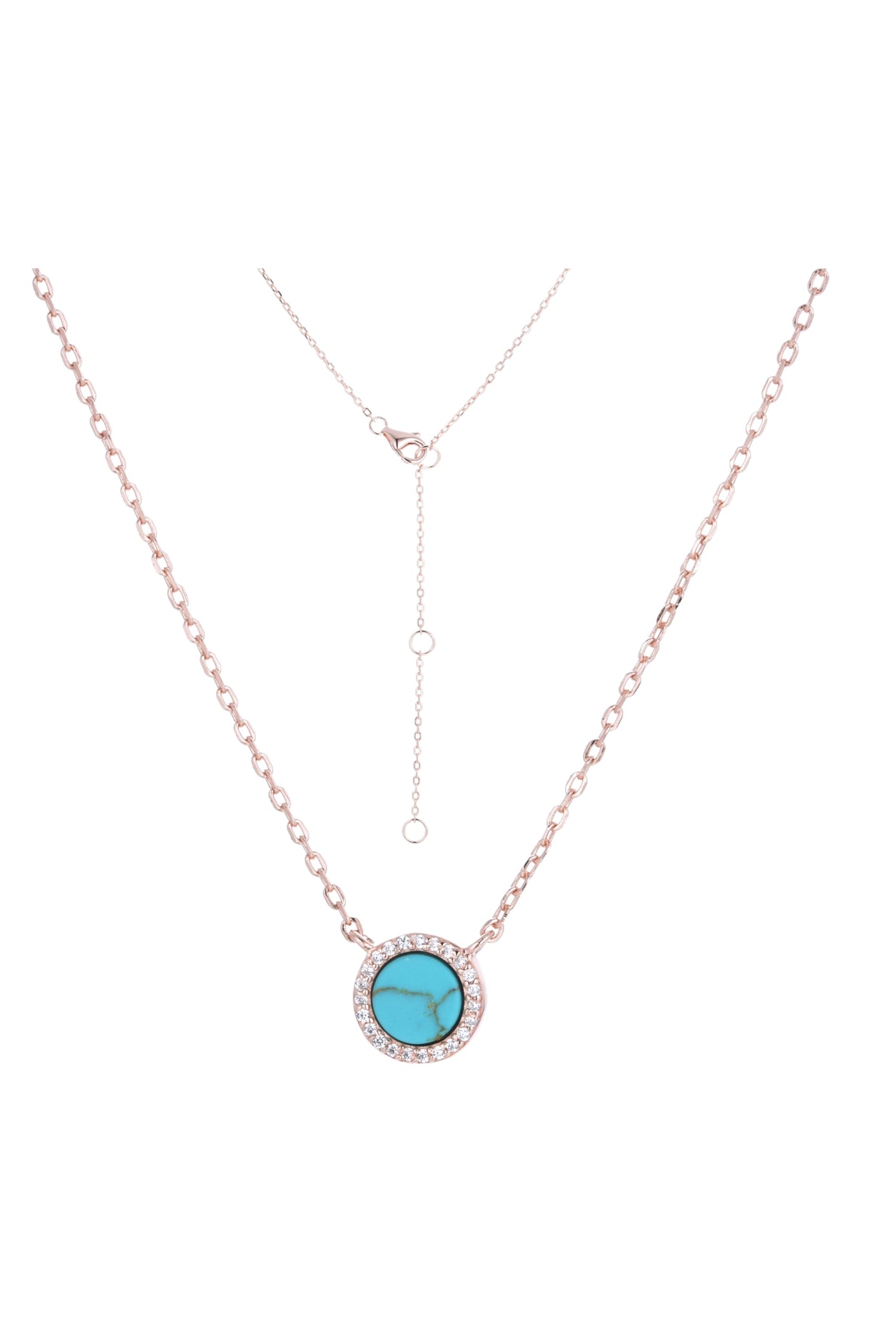 AVA ROUND TURQUOISE ROSE GOLD NECKLACE