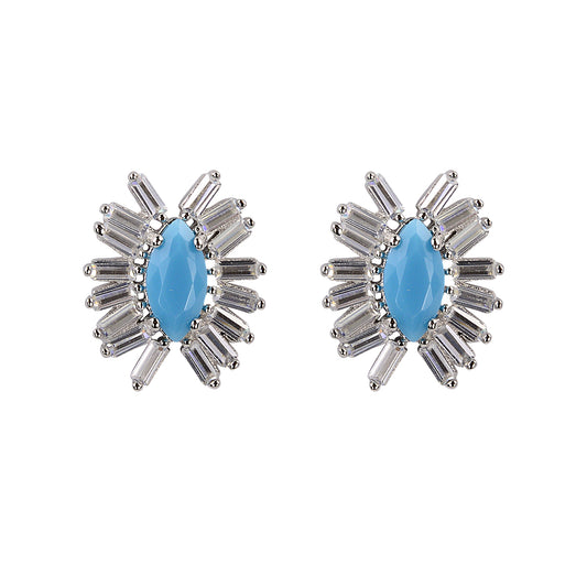 Turquoise baguette silver studs