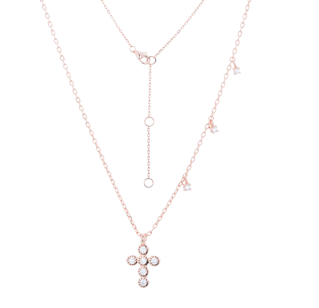 ALINA CRYSTAL MINI CROSS ROSE GOLD NECKLACE