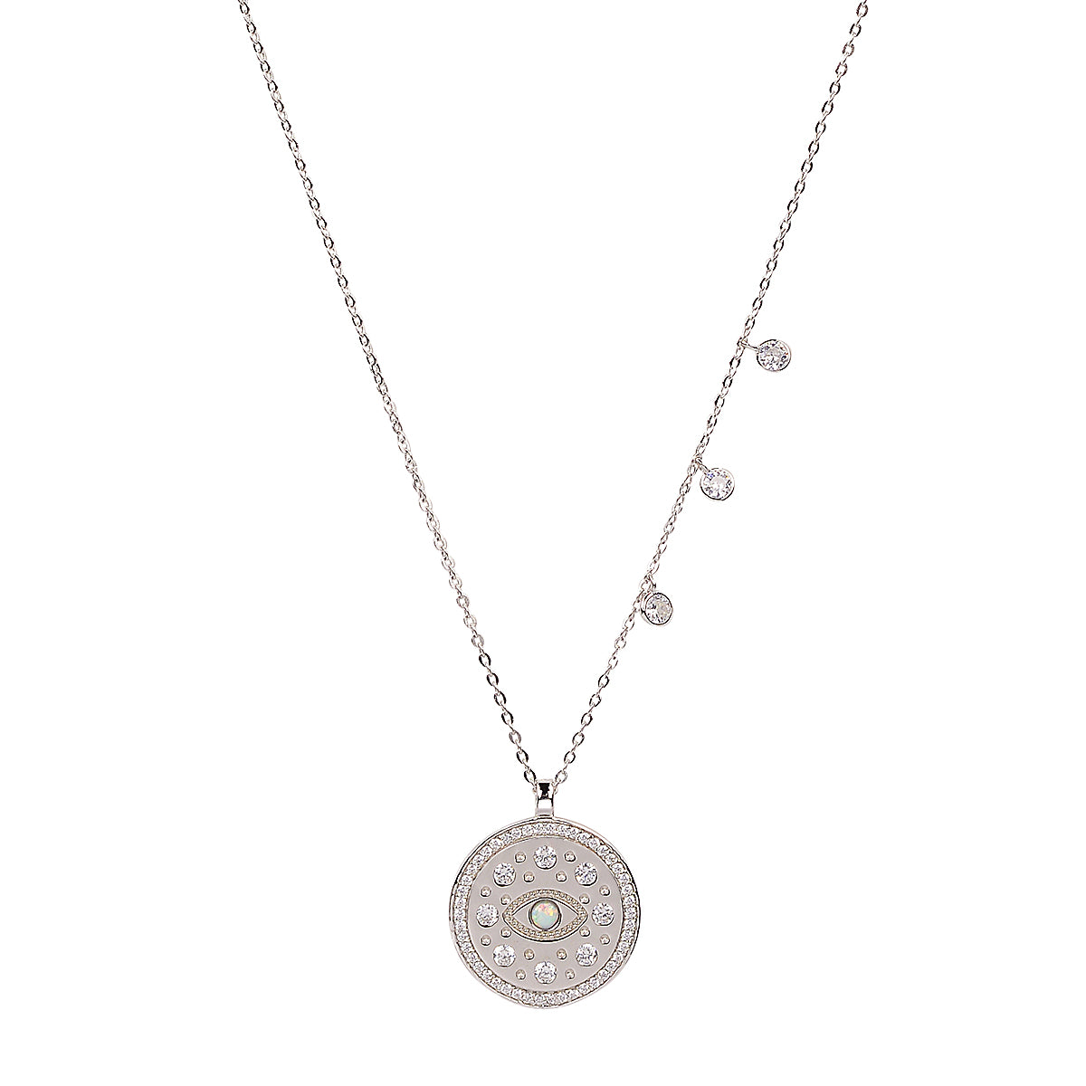 Boho vintage evil eye silver necklace 