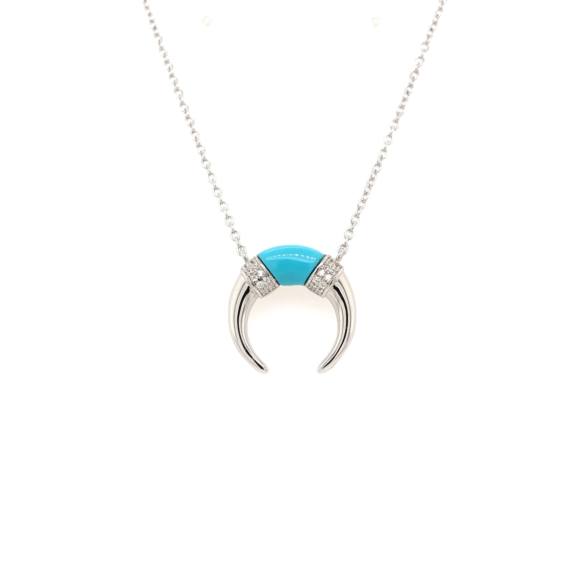 turquoise horn silver necklace 