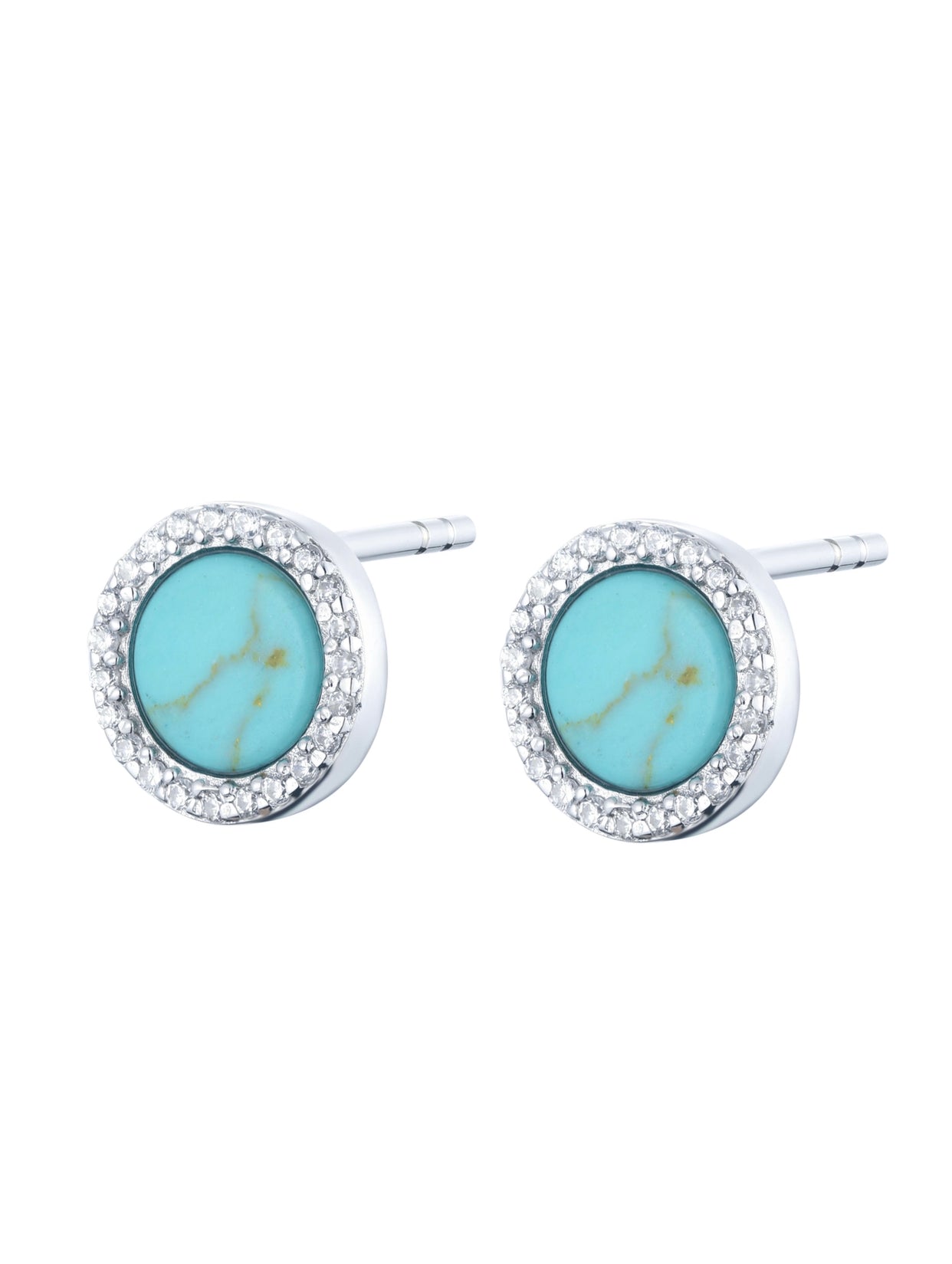 AVA ROUND TURQUOISE SILVER EARRINGS