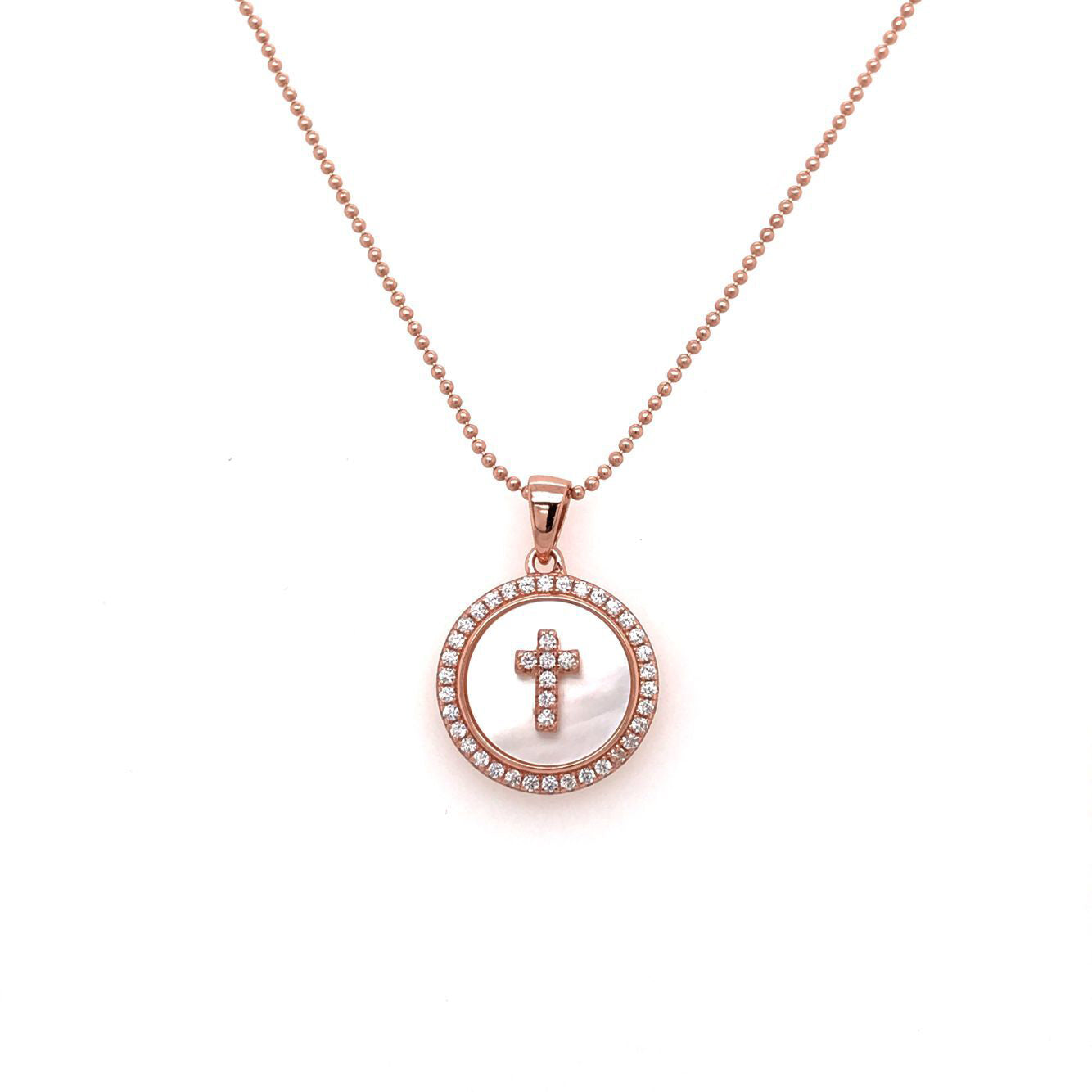 MOTHER OF PEARL CROSS NECKLACE