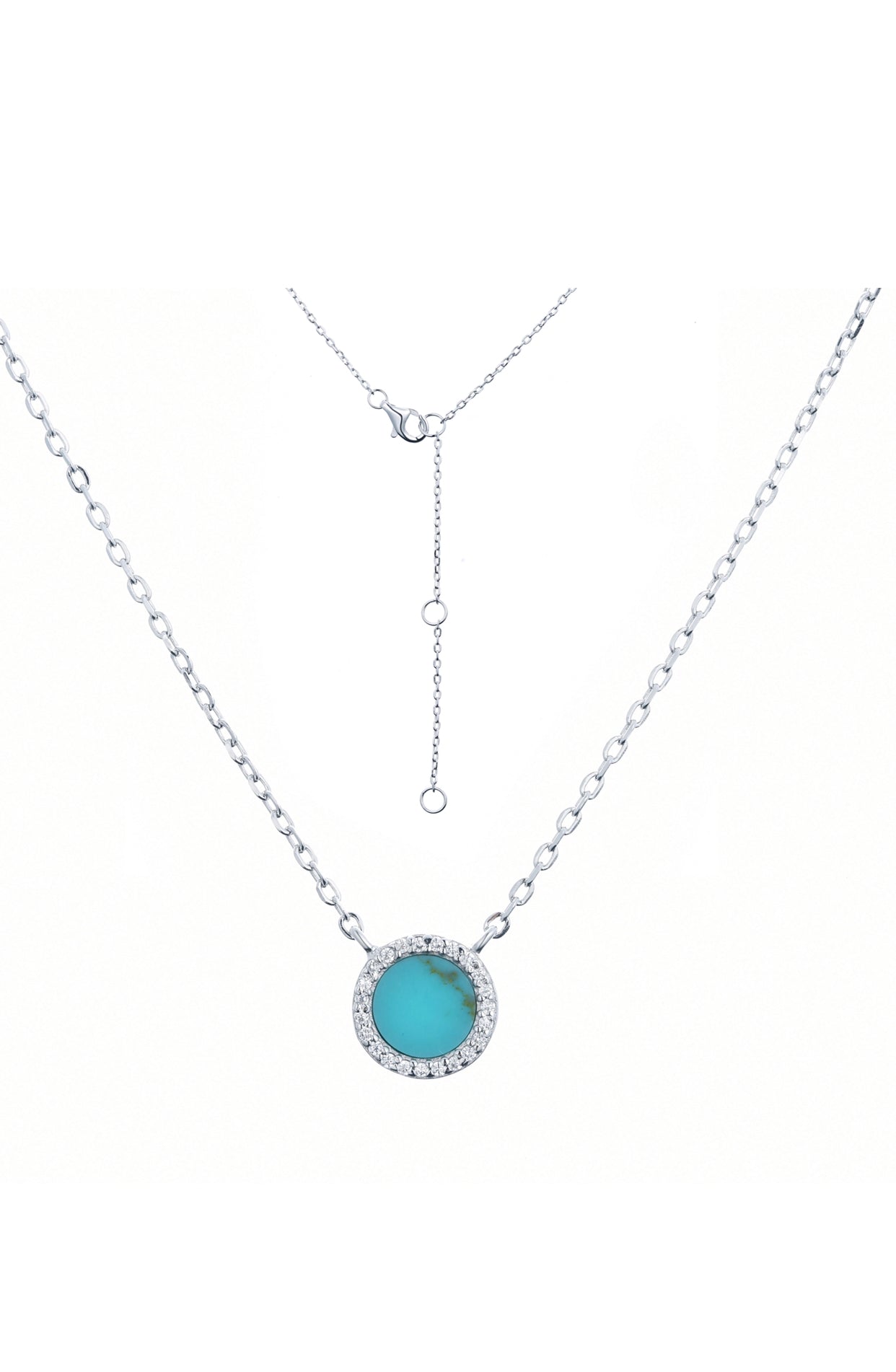 AVA ROUND TURQUOISE SILVER NECKLACE