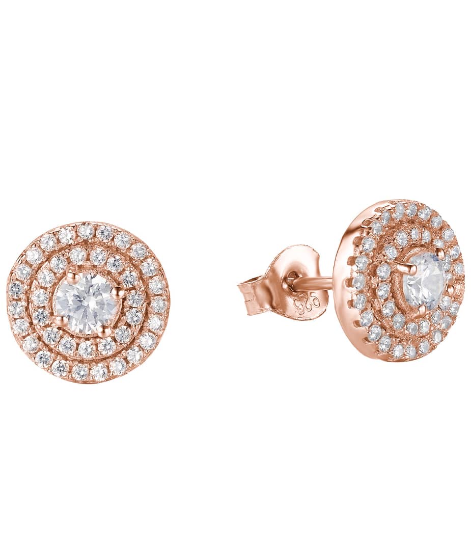 MISHA CRYSTAL DISC ROSE GOLD EARRINGS