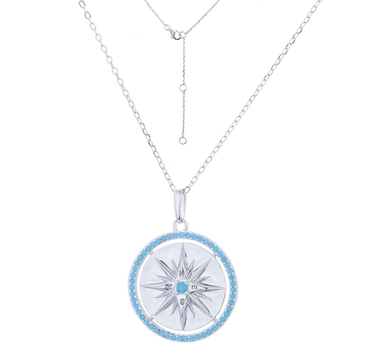 ALYAH TURQUOISE COMPASS SILVER NECKLACE