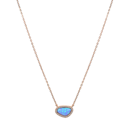 Asymmetric opal rose gold necklace 