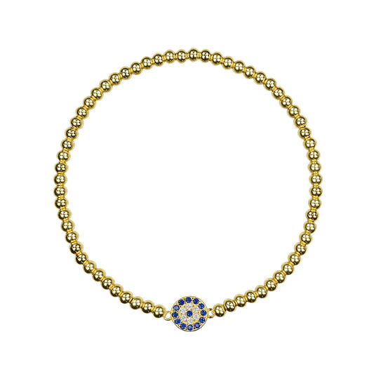 EVIL EYE BEADED GOLD BRACELET