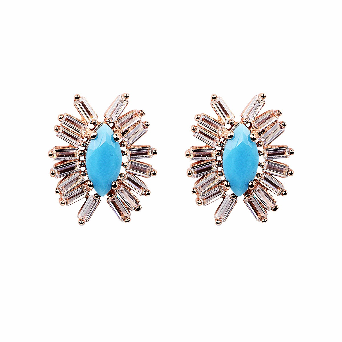 Turquoise baguette studs