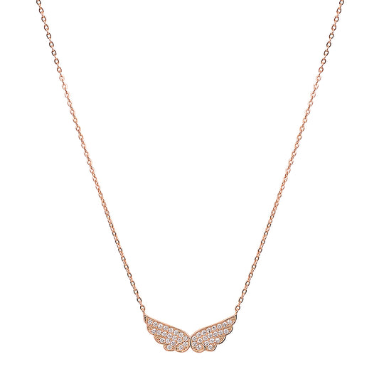 Angel wings rose gold necklace 