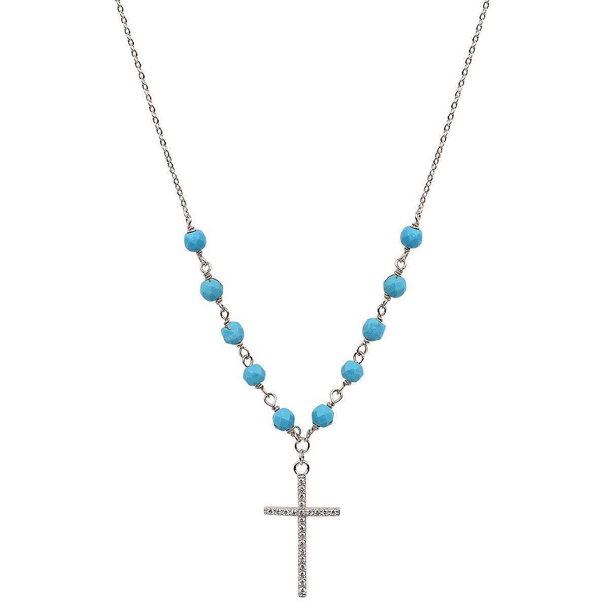 Turquoise beaded silver necklace 