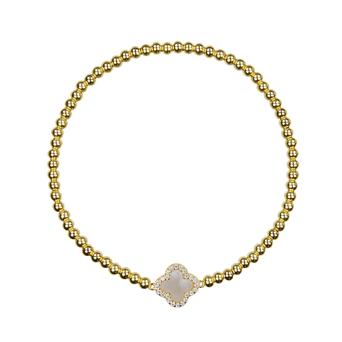 MALIA PEARL CLOVER BEADED GOLD BRACELET