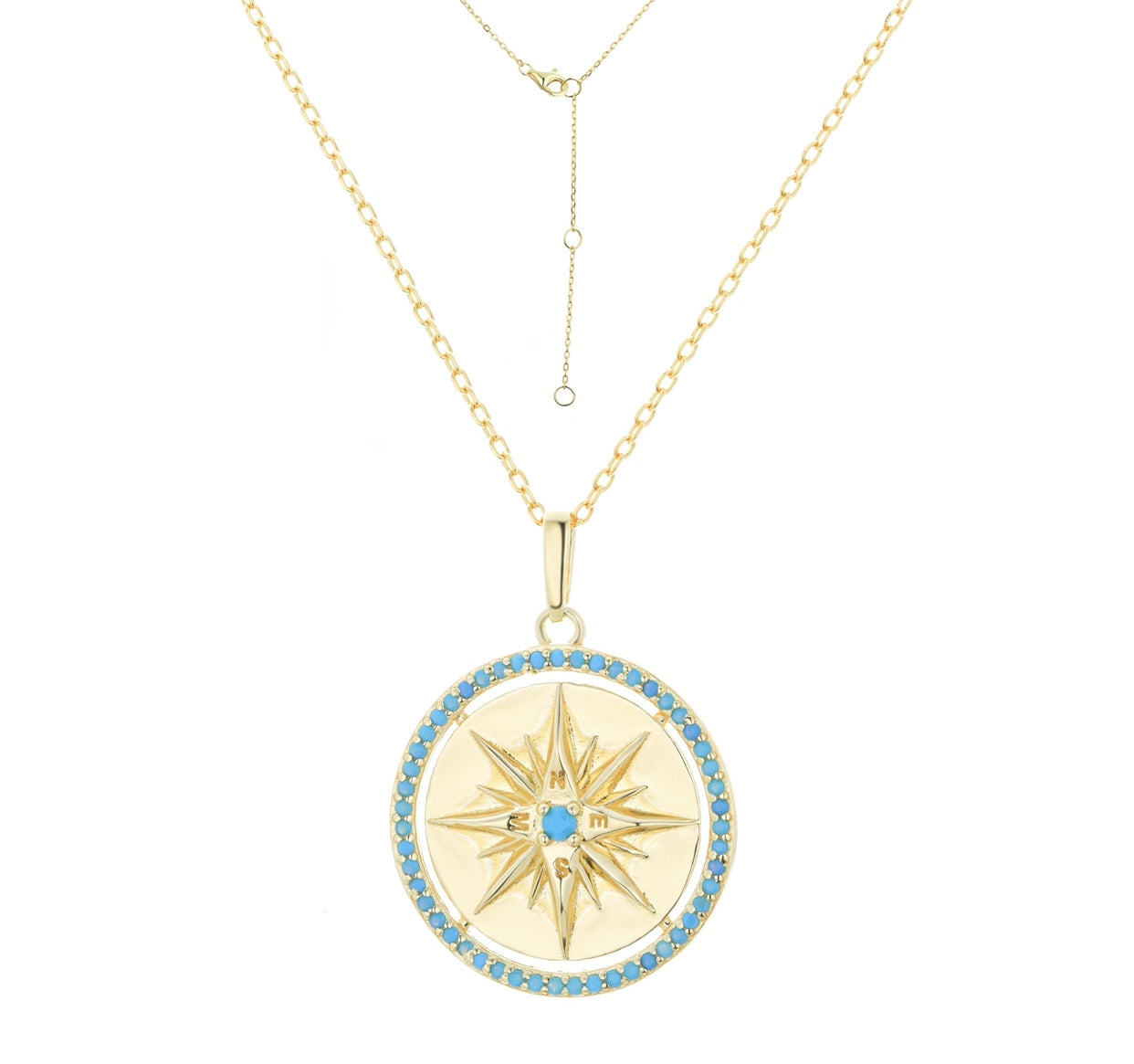 alyah gold turquoise compass necklace