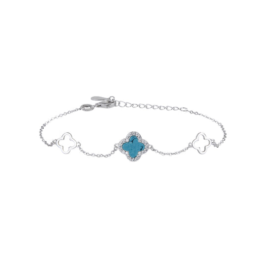 ARABELLA TURQUOISE CLOVER SILVER BRACELET