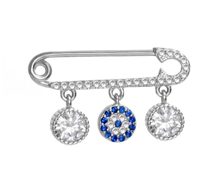 Baby Evil Eye Crystal Charm Pin