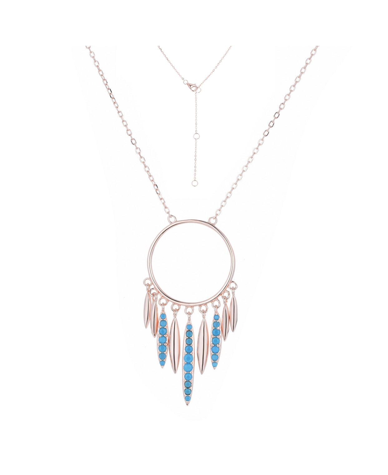 WILLOW DREAM CATCHER TURQUOISE ROSE GOLD NECKLACE