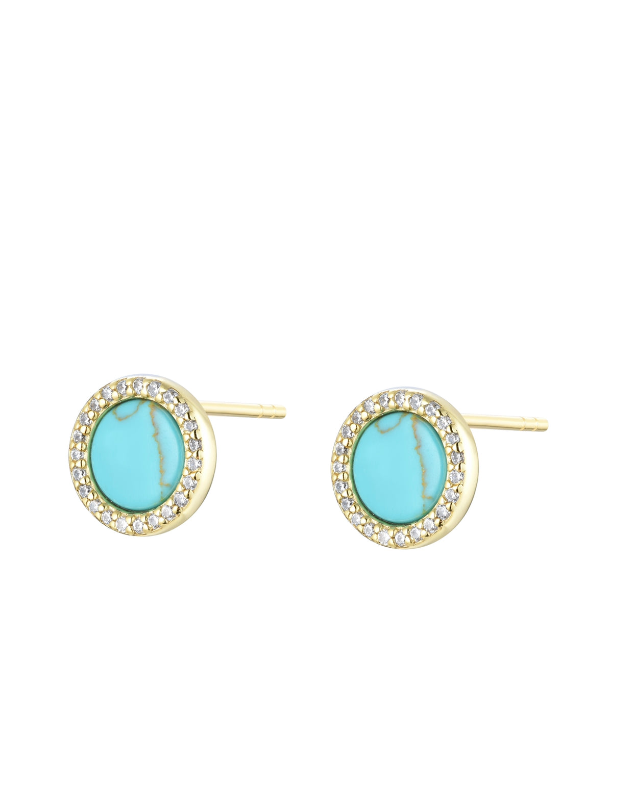 AVA ROUND TURQUOISE GOLD EARRINGS