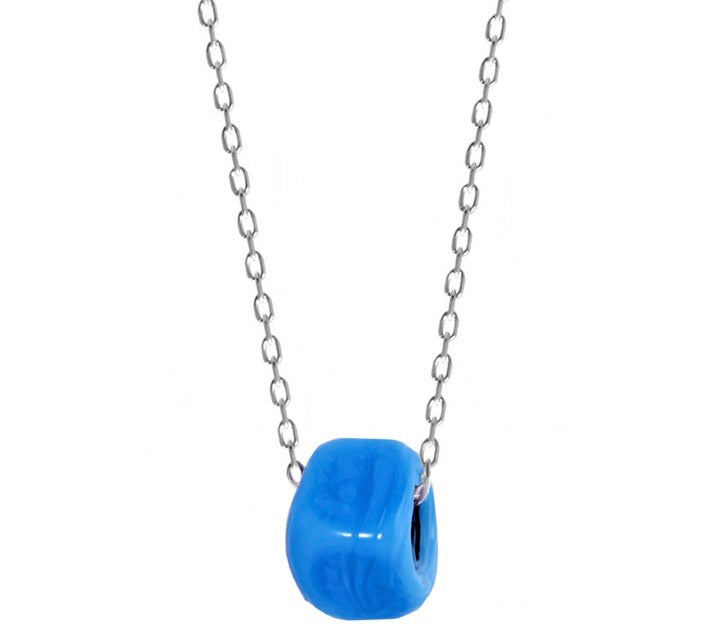 LIGHT BLUE BEAD SILVER NECKLACE