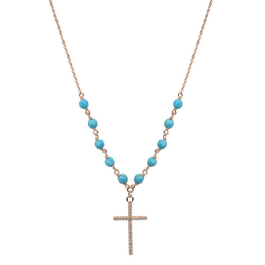 Turquoise beaded rose gold necklace 