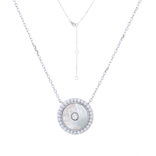 ADELINE ROUND MOTHER OF PEARL SILVER NECKLACE