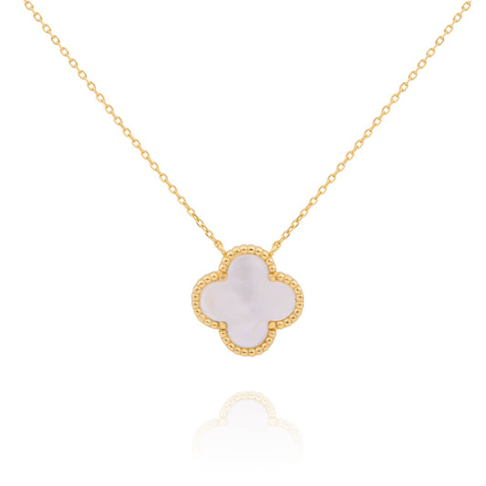 Mother of Pearl Clover Gold Necklace