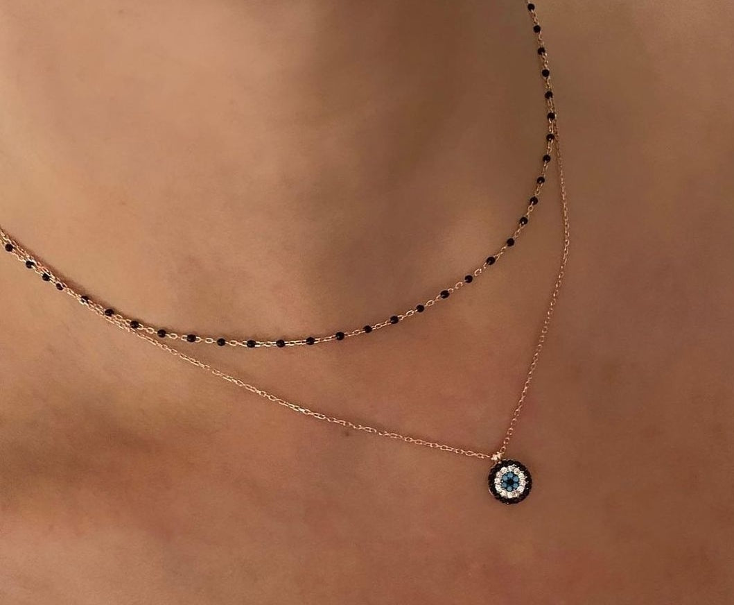 ANGELA EVIL EYE ROSE GOLD NECKLACE