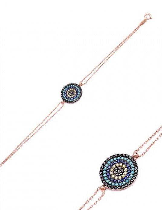 Double chain evil eye bracelet 