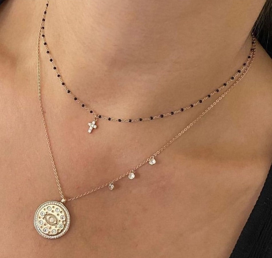 BOHO VINTAGE EVIL EYE ROSE GOLD NECKLACE