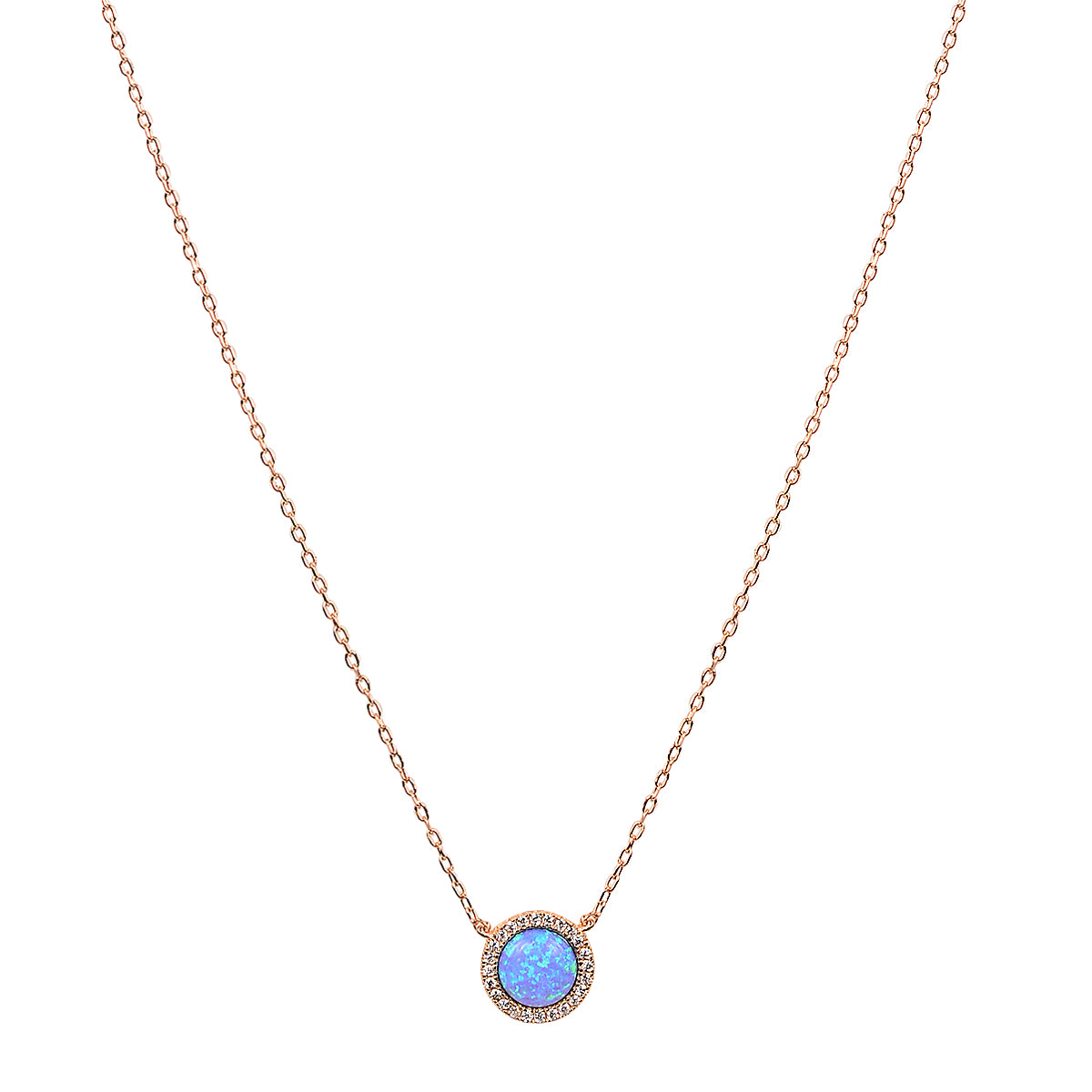Round opal rose gold necklace 